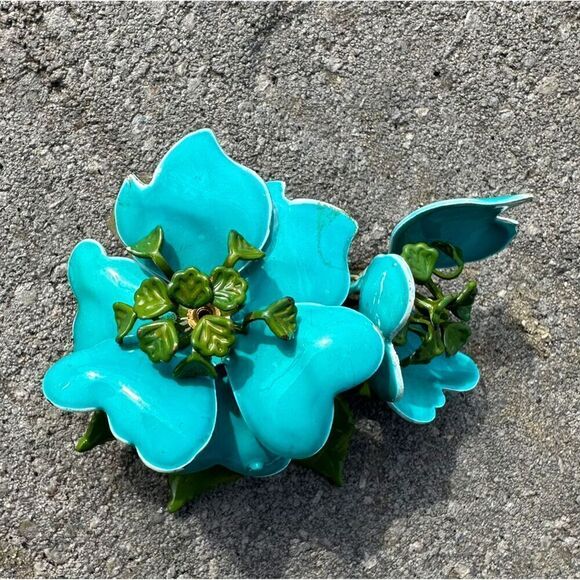 Unbranded Accessories - Vintage Enamel Flower Brooch Pin Turquoise Multicolor Retro Unisex Adjustable
